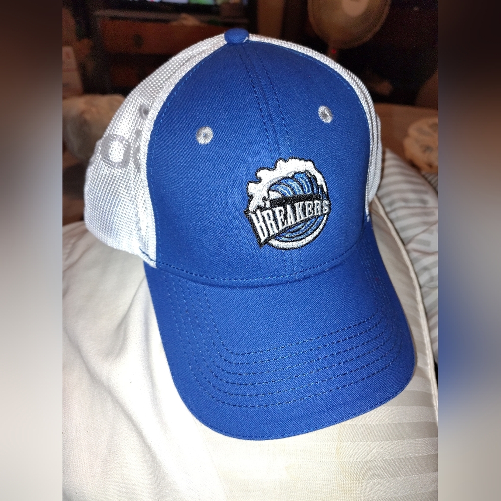 Reebok,Blue and White Breakers, Velcro Adjustable,Net For Ventilation Cap.